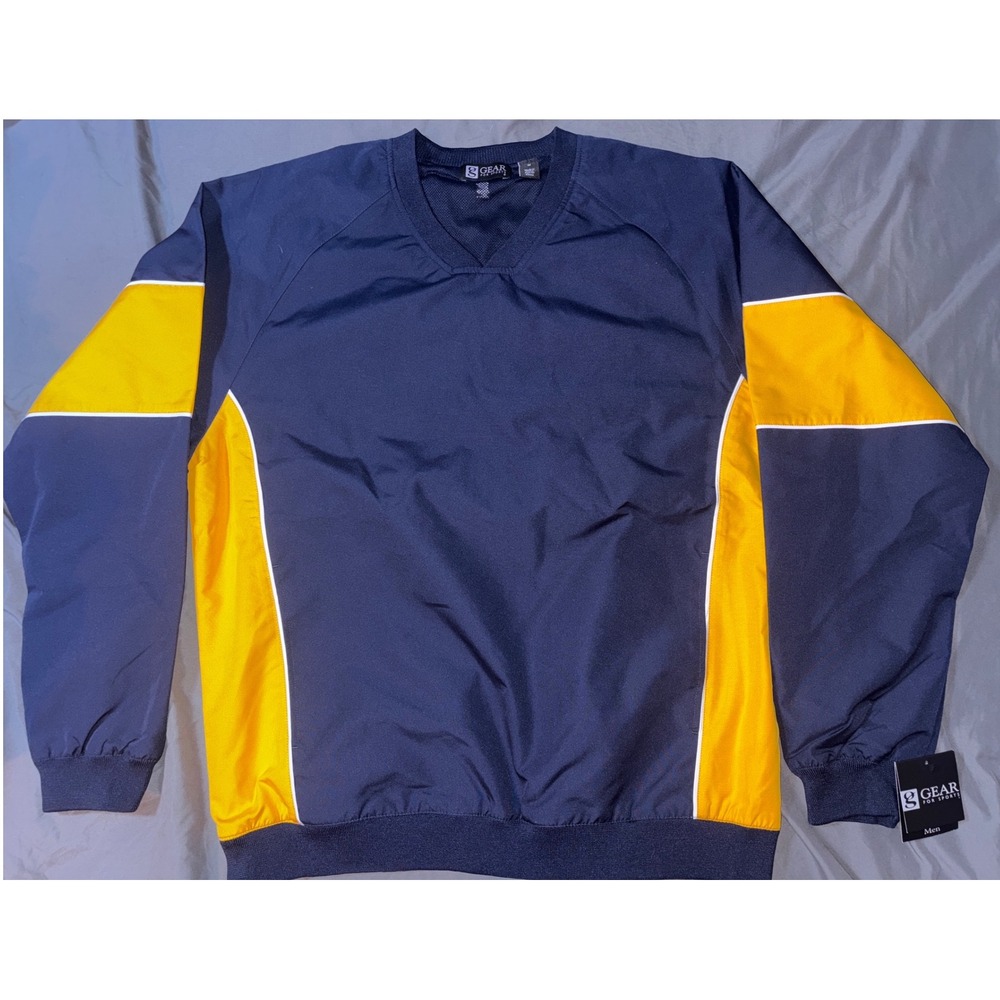 G Gear Sports US Navy Academy Pullover Windbreaker Jacket Men's M Navy Blue Gold